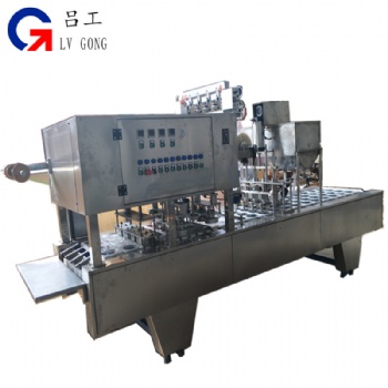 武漢呂工牌全自動碗裝涼糕灌裝封口機 涼糕灌裝機 塑料碗封口機