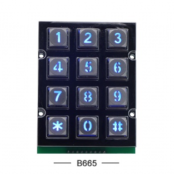 工廠信沃B665門(mén)禁透光背光鋅合金金屬工業(yè)鍵盤(pán)