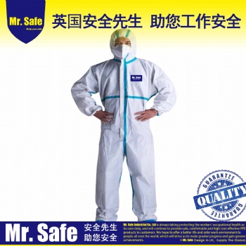 C5膠條型隔離防塵透氣膜連體防護(hù)服