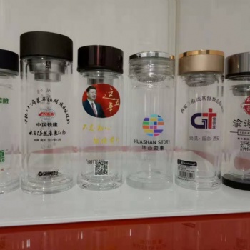 西安商務(wù)禮品杯批發(fā) 雙層玻璃杯 高檔禮品杯 免費印字
