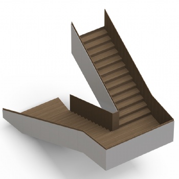 筑夢(mèng)建筑辦公樓鋼木轉(zhuǎn)角樓梯