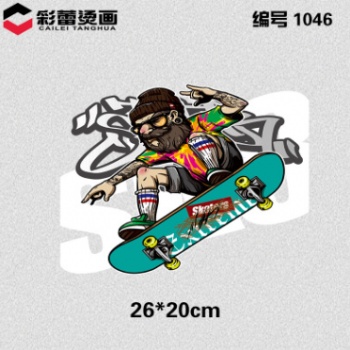 燙畫 熱轉(zhuǎn)印柯式pet燙畫貼膠印洗水標服裝LOGO定制