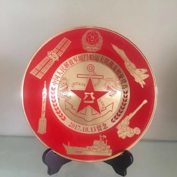 純銅紀(jì)念獎(jiǎng)盤制作 軍事旅游節(jié)日慶典頒獎(jiǎng)活動(dòng)金屬盤 高浮雕合金烤漆盤定制