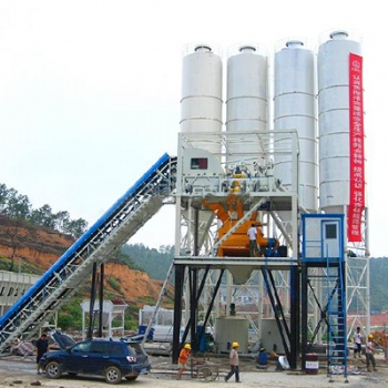 全自動混凝土攪拌站現(xiàn)貨工地用多功能HZS90型混凝土攪拌機