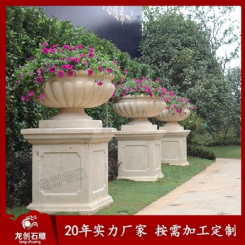 廠家供應(yīng)石雕花盆花缽訂做 龍創(chuàng)石雕