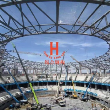 垃圾電廠煤棚體育場(chǎng)看臺(tái)管桁架工程建設(shè)