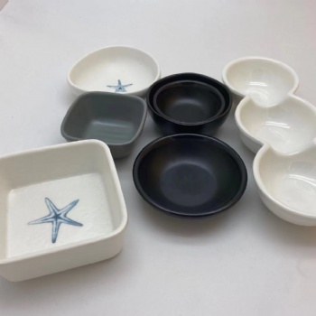 上海壹粵密胺醬油碟醋碟定做，料碟仿瓷餐具批發(fā)