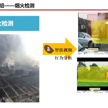 進入和離開、過線計數、方向檢測、煙霧火焰檢測智能分析