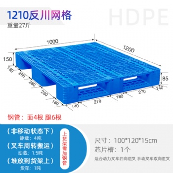 成都廠家供應1210反川網(wǎng)格塑料托盤