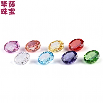 現貨批發(fā)**級彩色橢圓形鋯石配件 冰花切鋯石/高碳鉆DIY飾品配件