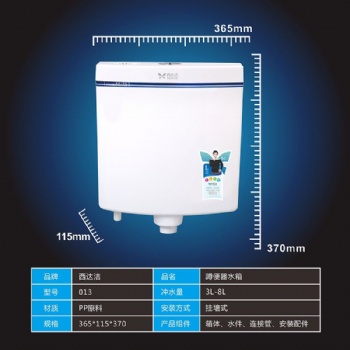 雙按蹲便器水箱衛(wèi)生間壁掛式pp蹲便沖水箱013