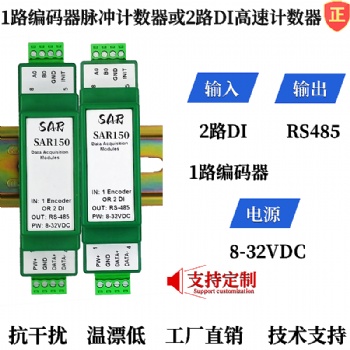 1路編碼器脈沖計數器/2路DI高速計數器，Modbus RTU遠程IO模塊