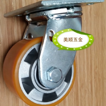 美順4系列4寸壓鑄鋁芯包PU物流機械自動化設備推車萬向腳輪
