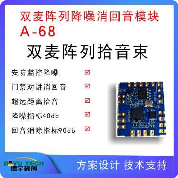 雙麥定向拾音束回音消除及遠(yuǎn)場(chǎng)拾音降噪模塊 A-68