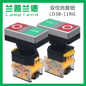 雙位按鈕開關LD38S-11RG/DRG自復式帶燈自復式按鈕開關